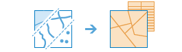 Two-part diagram that results with a new map and a table