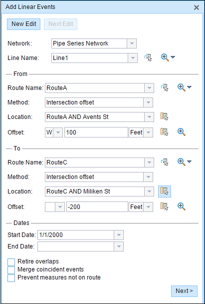 Using the intersection offset method